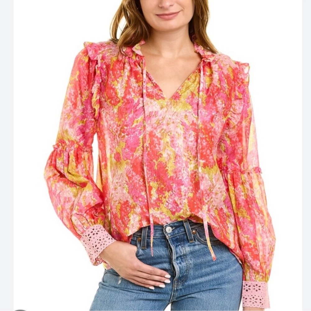 LoveShackFancy Pink Floral Ronalda Fairy Coquette Blouse